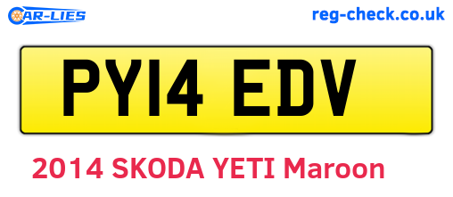 PY14EDV are the vehicle registration plates.