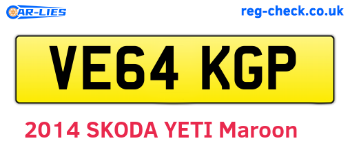 VE64KGP are the vehicle registration plates.