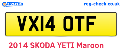 VX14OTF are the vehicle registration plates.
