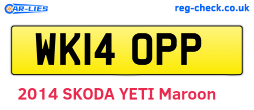 WK14OPP are the vehicle registration plates.
