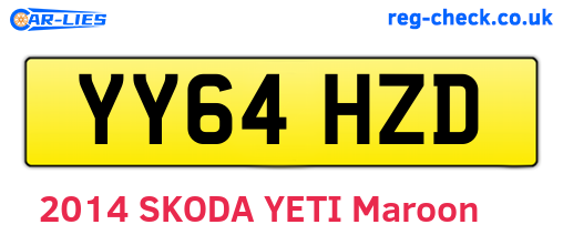 YY64HZD are the vehicle registration plates.