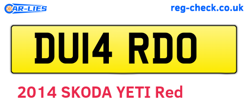 DU14RDO are the vehicle registration plates.