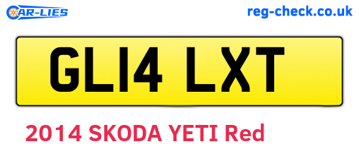 GL14LXT are the vehicle registration plates.