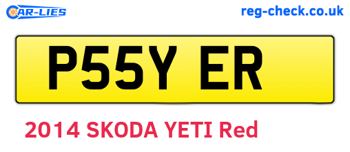 P55YER are the vehicle registration plates.