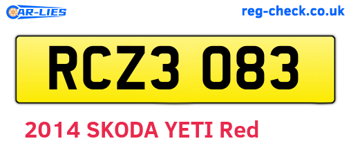 RCZ3083 are the vehicle registration plates.