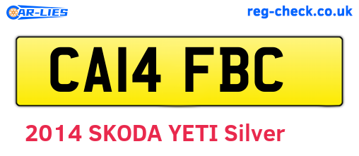 CA14FBC are the vehicle registration plates.