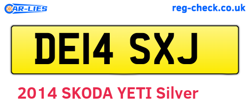 DE14SXJ are the vehicle registration plates.