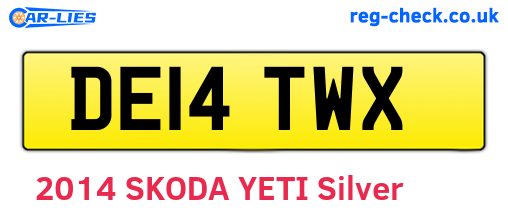DE14TWX are the vehicle registration plates.