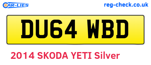 DU64WBD are the vehicle registration plates.