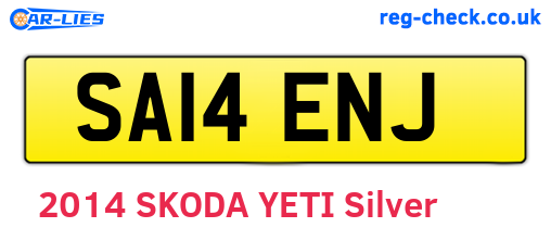 SA14ENJ are the vehicle registration plates.