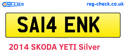 SA14ENK are the vehicle registration plates.