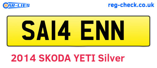 SA14ENN are the vehicle registration plates.