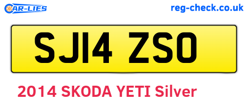 SJ14ZSO are the vehicle registration plates.