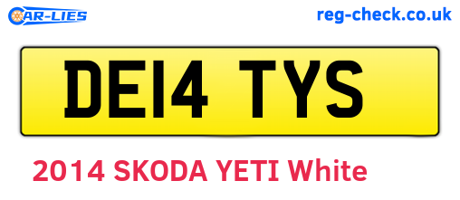 DE14TYS are the vehicle registration plates.