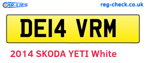 DE14VRM are the vehicle registration plates.