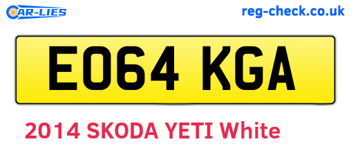 EO64KGA are the vehicle registration plates.