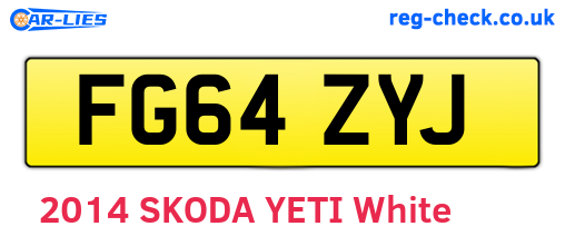 FG64ZYJ are the vehicle registration plates.