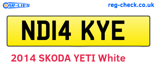 ND14KYE are the vehicle registration plates.