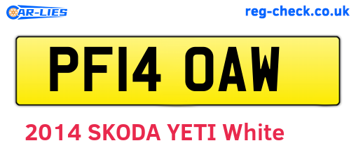 PF14OAW are the vehicle registration plates.