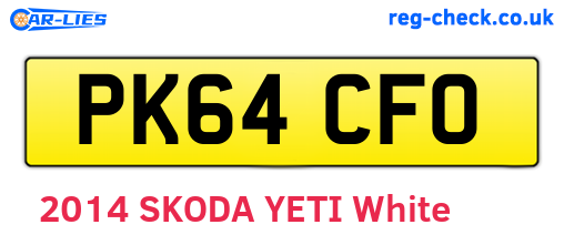 PK64CFO are the vehicle registration plates.