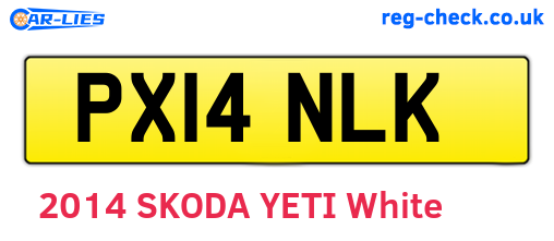 PX14NLK are the vehicle registration plates.