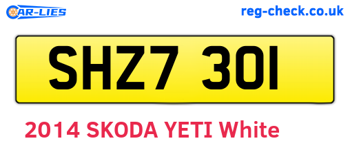 SHZ7301 are the vehicle registration plates.