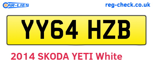 YY64HZB are the vehicle registration plates.