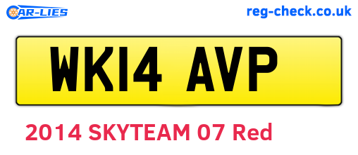 WK14AVP are the vehicle registration plates.