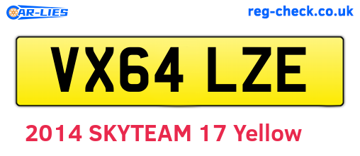 VX64LZE are the vehicle registration plates.