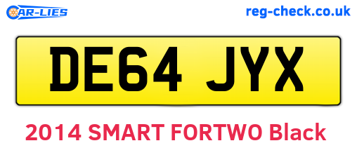 DE64JYX are the vehicle registration plates.