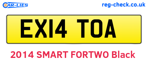 EX14TOA are the vehicle registration plates.