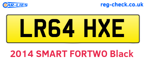 LR64HXE are the vehicle registration plates.