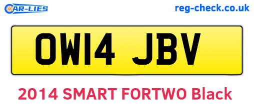 OW14JBV are the vehicle registration plates.