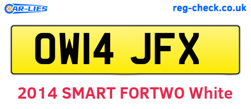 OW14JFX are the vehicle registration plates.