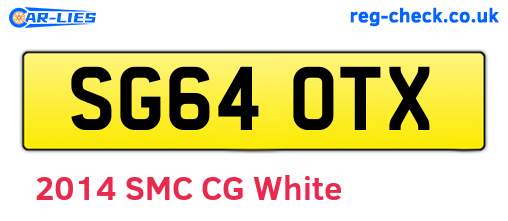 SG64OTX are the vehicle registration plates.