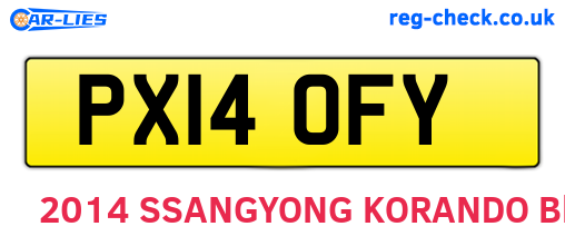 PX14OFY are the vehicle registration plates.