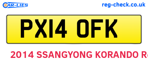 PX14OFK are the vehicle registration plates.