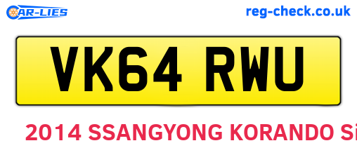 VK64RWU are the vehicle registration plates.