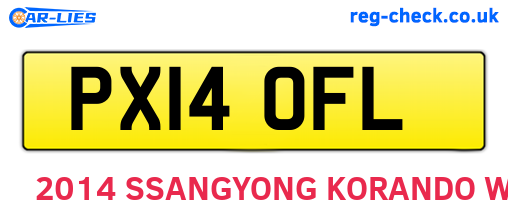 PX14OFL are the vehicle registration plates.