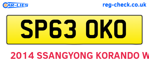 SP63OKO are the vehicle registration plates.