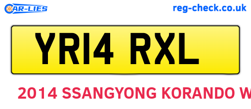 YR14RXL are the vehicle registration plates.