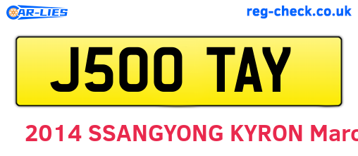 J500TAY are the vehicle registration plates.