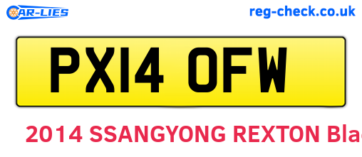 PX14OFW are the vehicle registration plates.