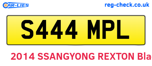 S444MPL are the vehicle registration plates.