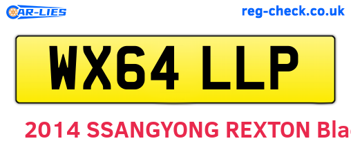 WX64LLP are the vehicle registration plates.