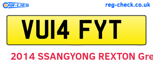 VU14FYT are the vehicle registration plates.