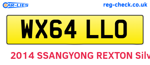 WX64LLO are the vehicle registration plates.
