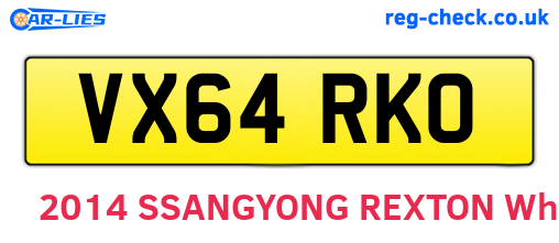VX64RKO are the vehicle registration plates.