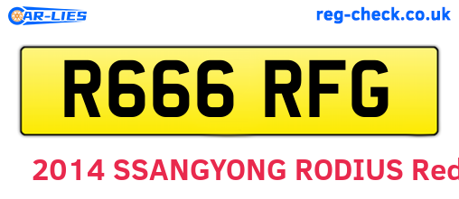 R666RFG are the vehicle registration plates.