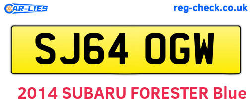 SJ64OGW are the vehicle registration plates.